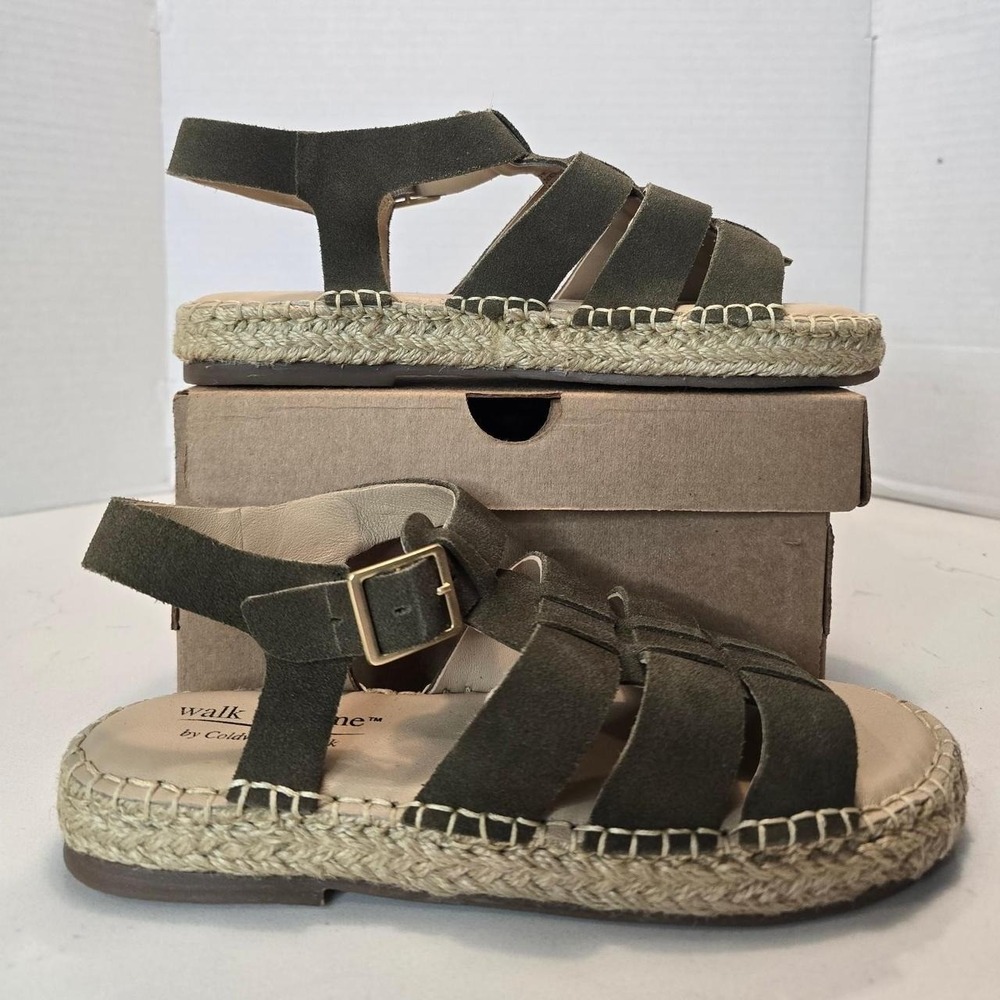 Kira Fisherman Sandals by Walk With Me Olive Green Suede Leather Espadrille - 7M